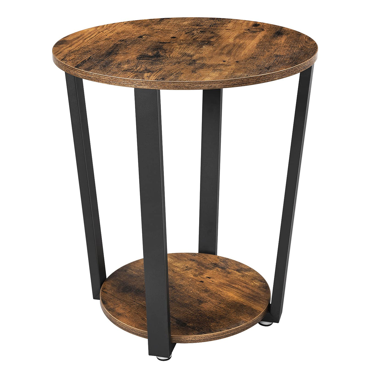 VASAGLE round end table suitable for beside bed or couch, adding a touch of rustic charm.