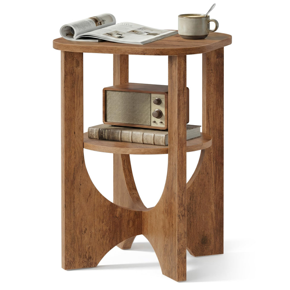 VASAGLE side table top view showing two tier design for easy living room storage