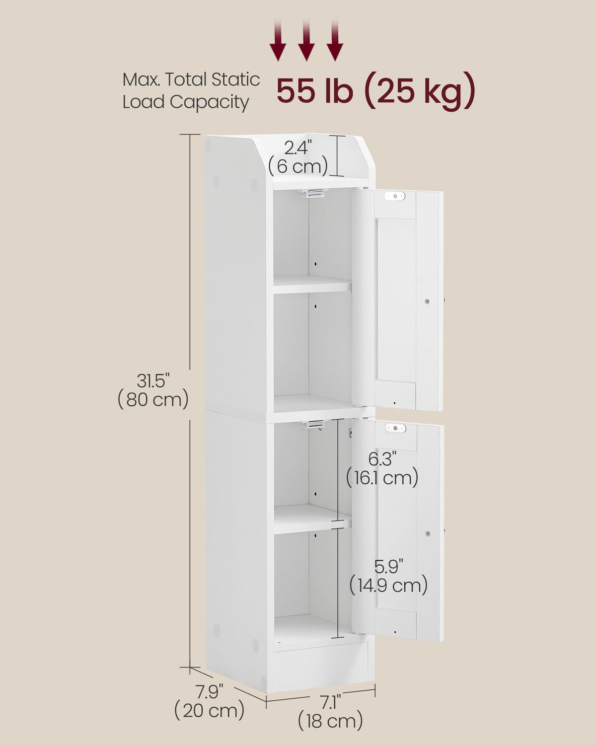 VASAGLE Siren cabinet tucked into a narrow corner offers extra storage.