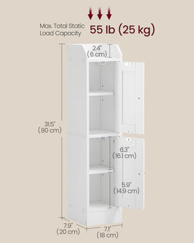 VASAGLE Siren cabinet tucked into a narrow corner offers extra storage.