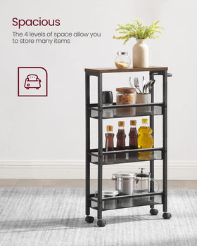 VASAGLE Slim Rolling Cart 360-degree-casters glide smoothly.