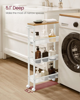 VASAGLE 4-tier storage with baskets keeps jars and snacks organized.