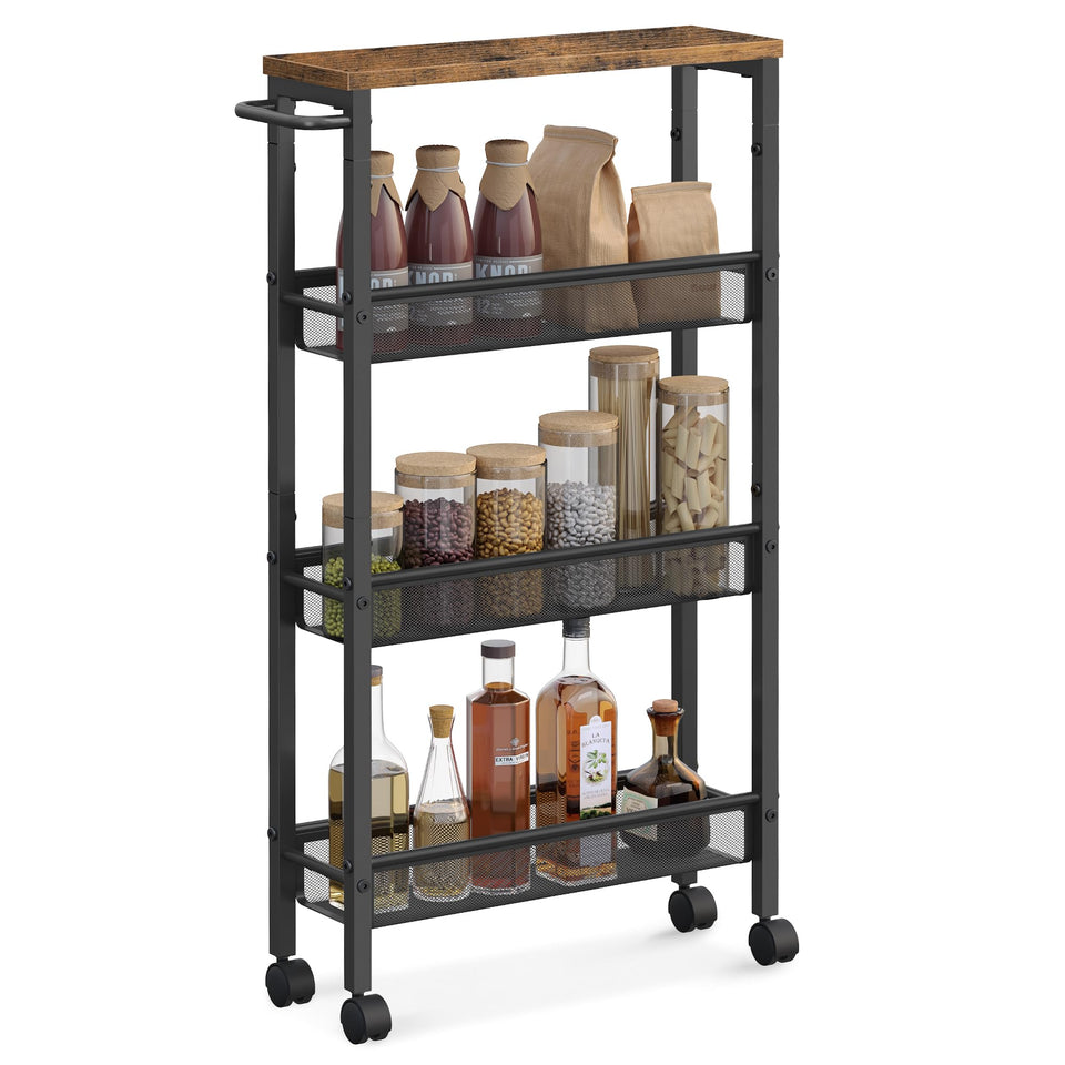 VASAGLE Slim Rolling Cart fits narrow-gap layout and adds storage.
