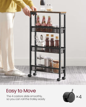 VASAGLE Slim Rolling Cart steel-frame-durable for long-term use.