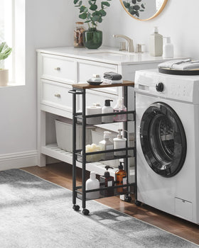VASAGLE Slim Rolling Cart three-baskets-storage stores snacks neatly.