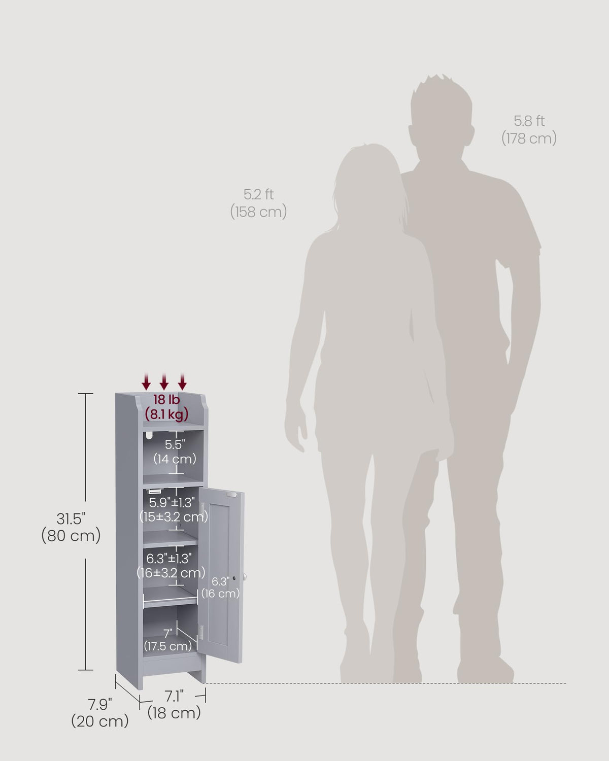 VASAGLE cabinet with adjustable shelves adapts to varying item heights.