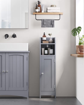 VASAGLE dove gray finish suits bathrooms and living rooms with compact style.
