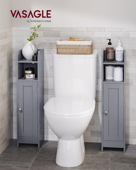 VASAGLE corner cabinet top display area holds a plant or phone for easy access.