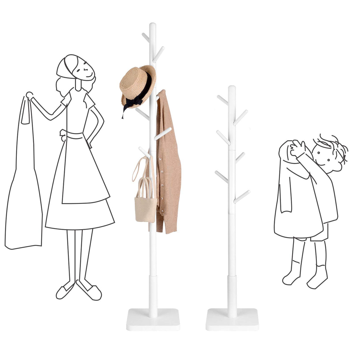 Smooth rubberwood surface of VASAGLE coat rack with triple-layer finish