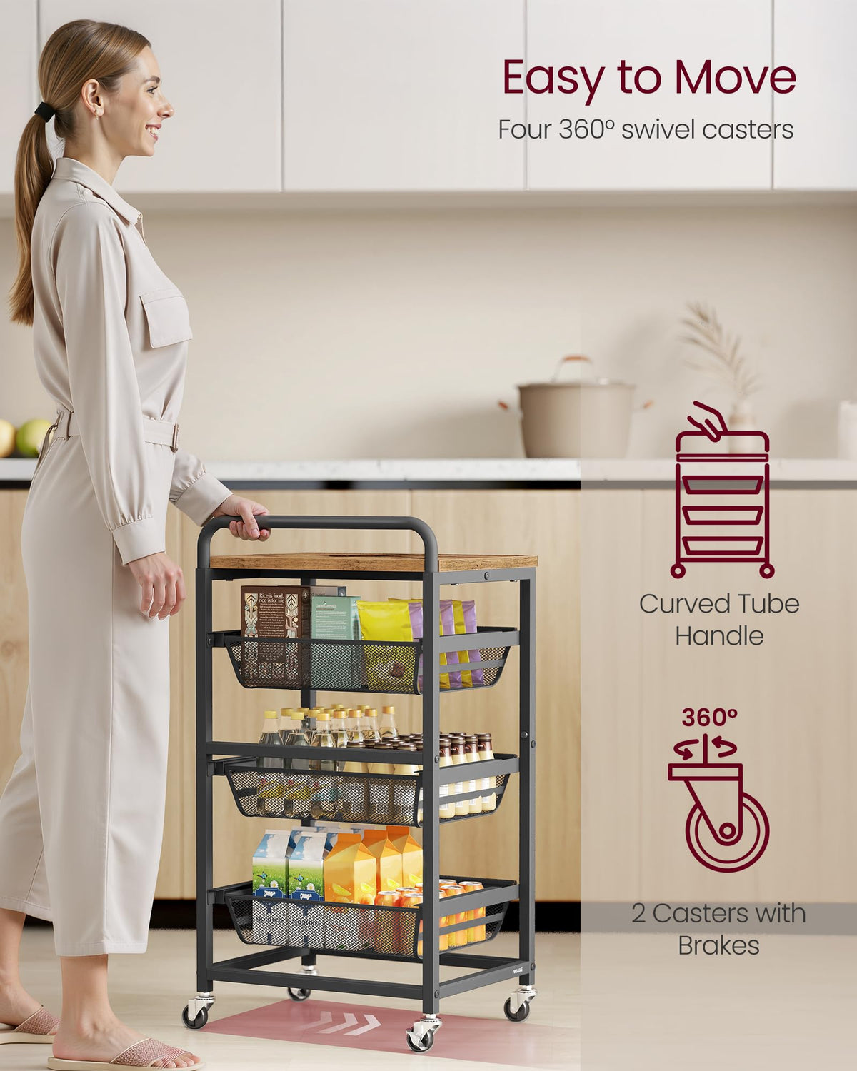 VASAGLE solid metal frame for durable, long-lasting use.