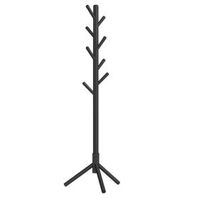 VASAGLE solid wood coat rack with 8 hooks for organized entryway storage.