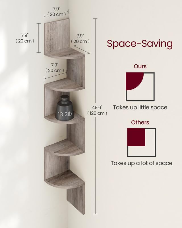 VASAGLE space-saving corner storage fits tight spots without clutter.