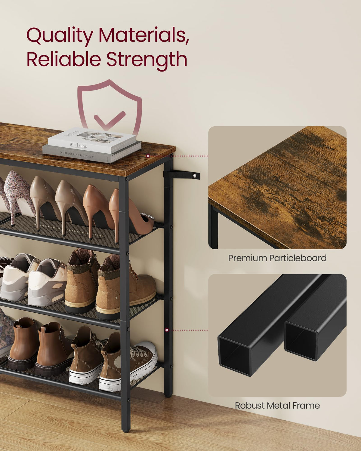 VASAGLE space-saving design frees floor space in entryways.
