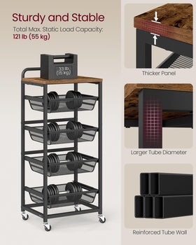 VASAGLE space-saving cart fits tight laundry, kitchen, or craft areas.