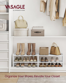 VASAGLE stackable shoe rack with hardware for expanding storage capacity
