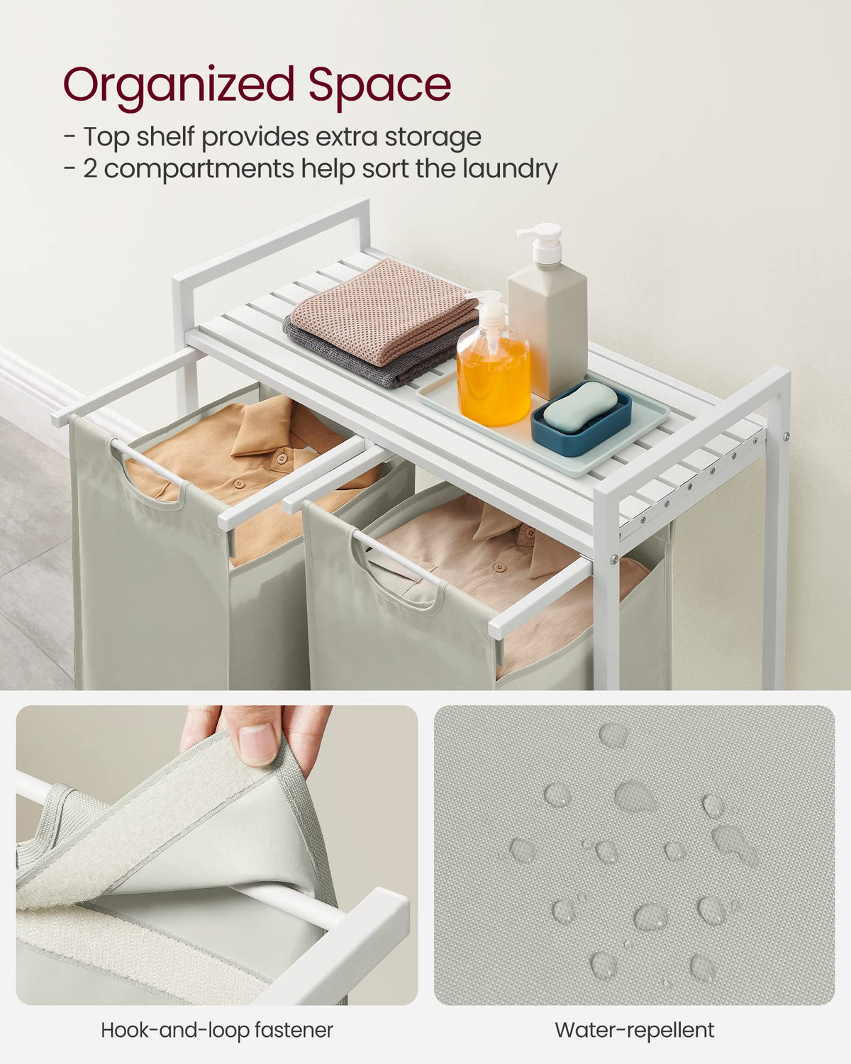 VASAGLE sturdy steel frame and MDF shelf support up to 44 lb.