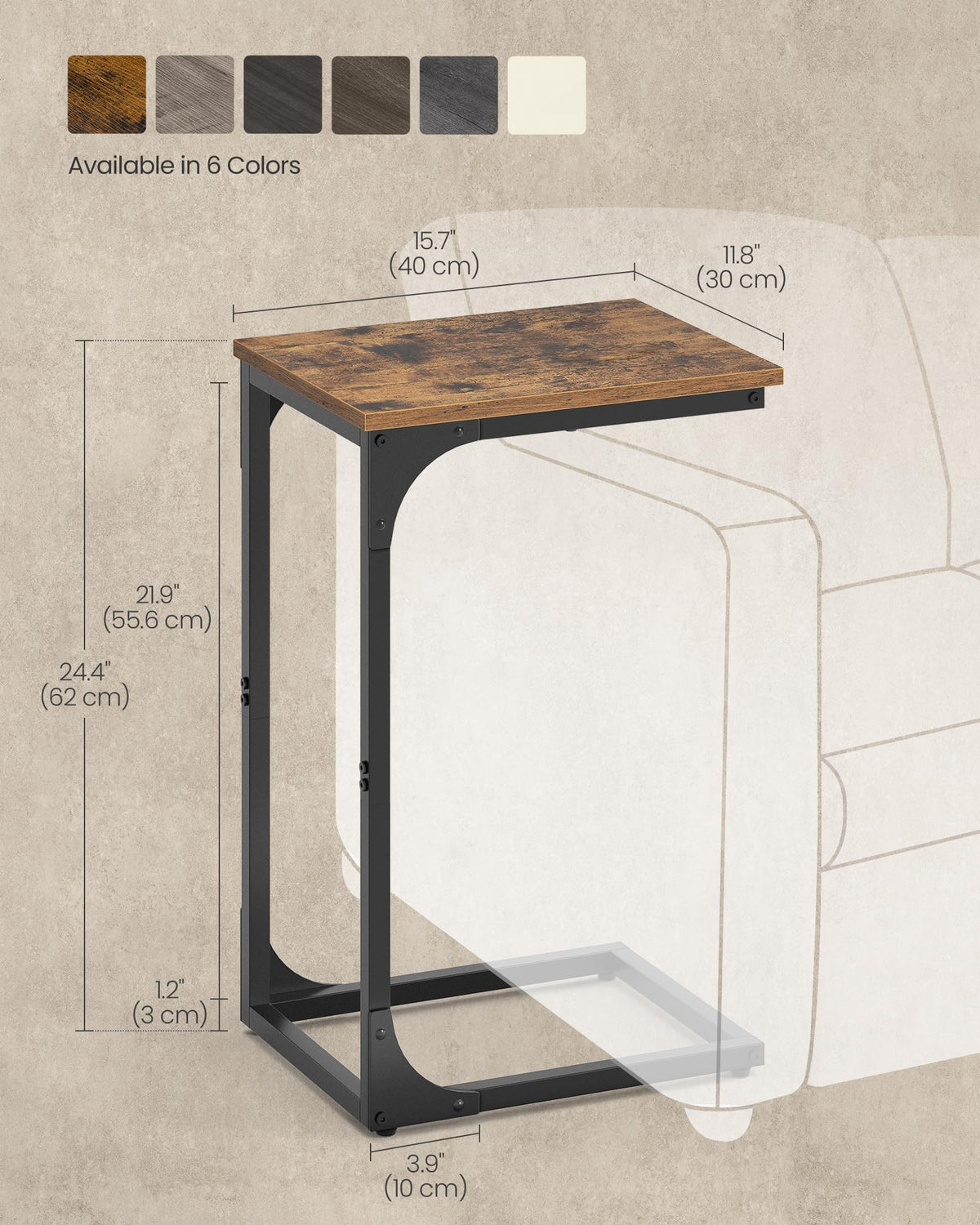 VASAGLE compact table supporting laptop and coffee on a living room setup