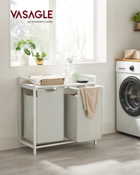 VASAGLE top shelf for organizing and improved airflow on the hamper.