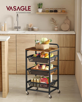 VASAGLE top shelf adds storage for utensils or small appliances.