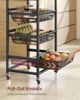 VASAGLE top shelf holds utensils or small appliances for easy prep.