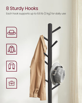 VASAGLE coat rack with triangular base offering stable support up to 53 lb.