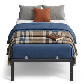 VASAGLE twin metal bed frame 14in tall highlighting sturdy construction for reliable sleep.