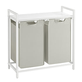 VASAGLE two-compartment hamper showing organized sorting for easy laundry days.