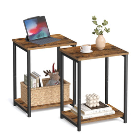 VASAGLE ULET272B01 side table top view, rustic brown finish, ideal for display.