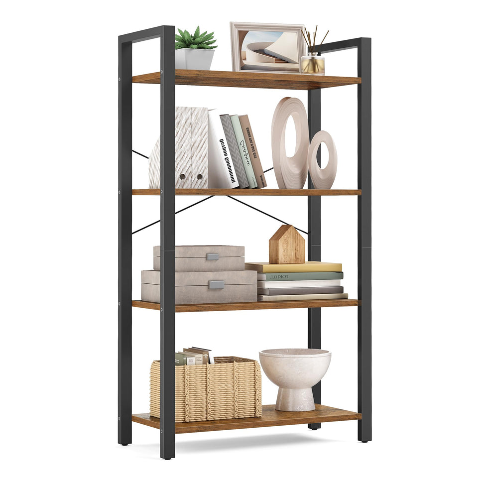 VASAGLE ULLS60BX 4-tier bookcase with steel frame for versatile living room storage
