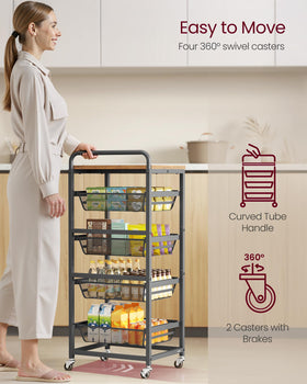 VASAGLE wheels with brakes help stop securely during transfers.