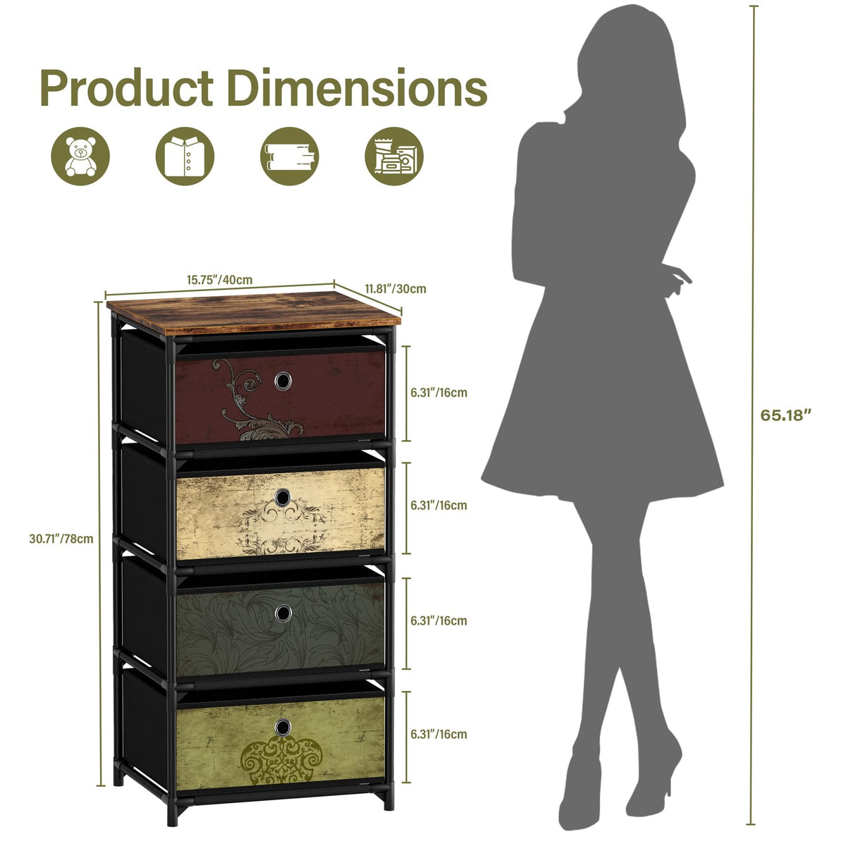 VASICAR compact dresser used as nightstand and toy organizer.