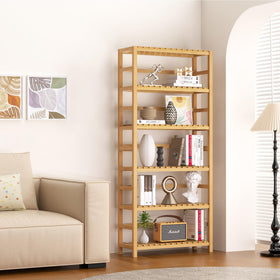 VASMIA bamboo shelf side profile highlights compact footprint for small spaces.