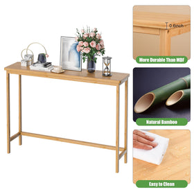 VASMIA Console Table close-up bamboo texture highlights natural grain.