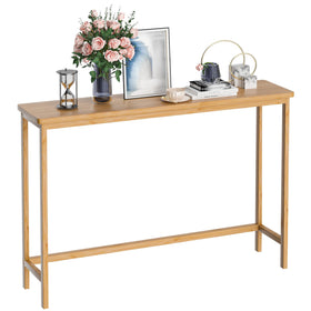 VASMIA Console Table front view in natural bamboo finish, ideal for a stylish hallway.