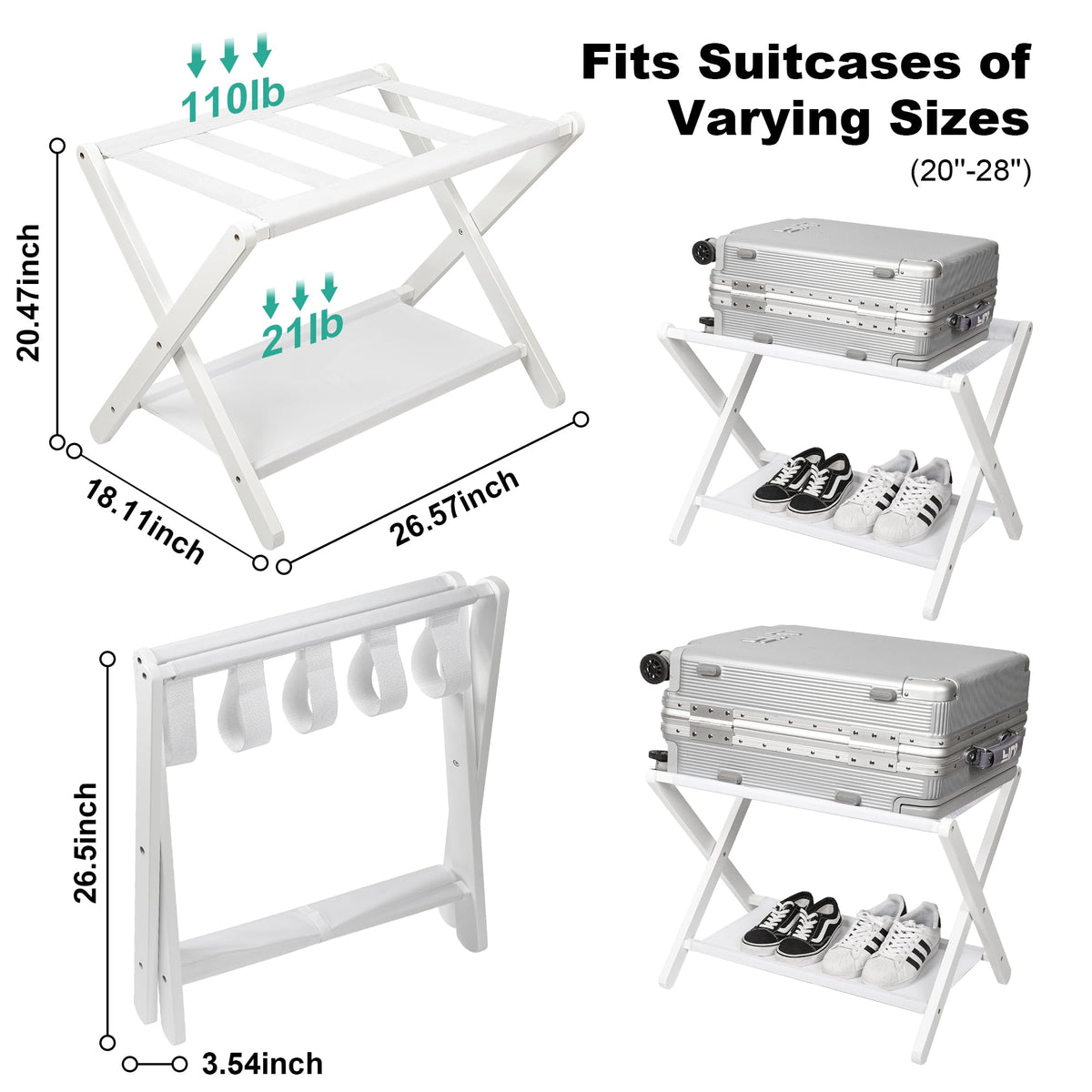 VASMIA luggage rack assembly steps showcasing simple setup with Allen key