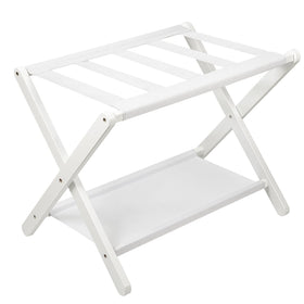 VASMIA luggage rack folding stand with white finish, easy packing height for guests