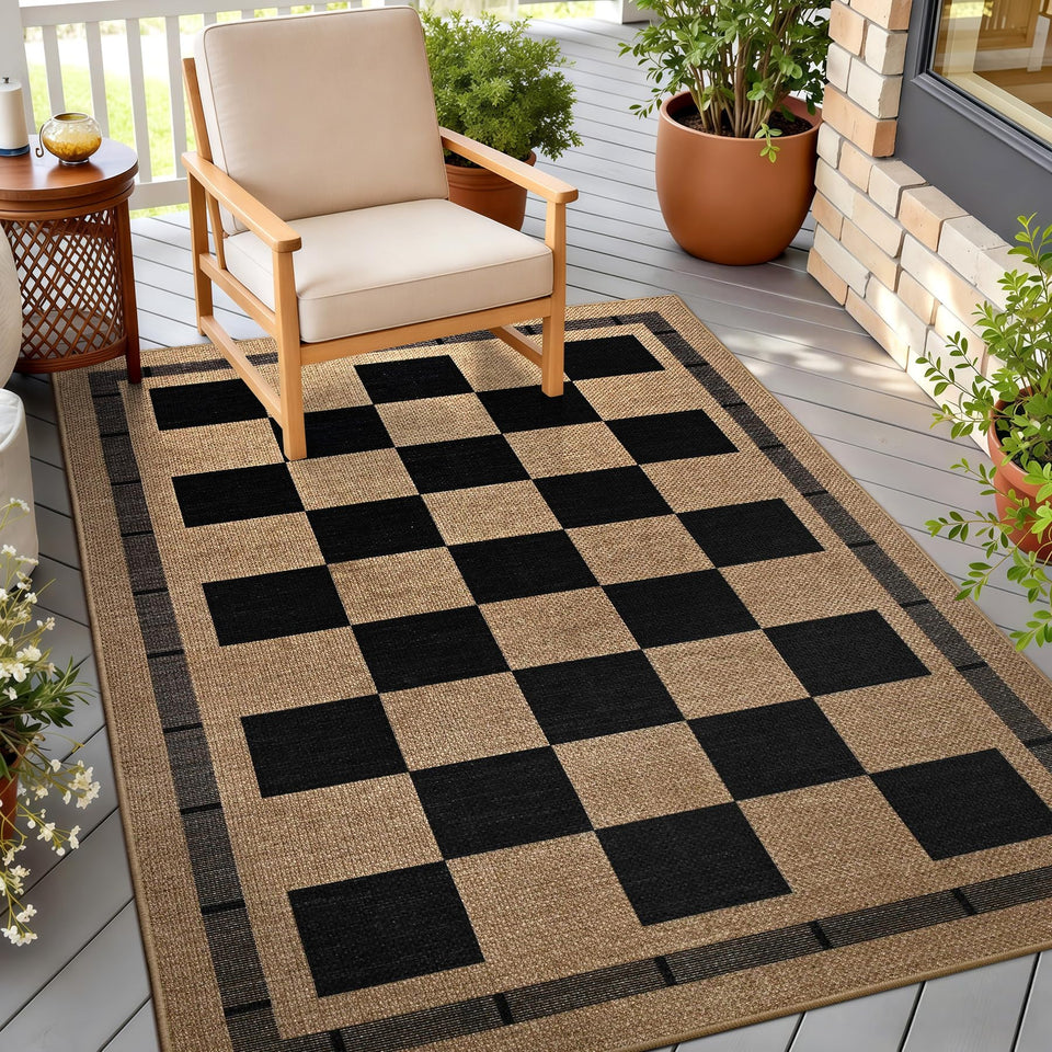 Vasofe 3x5 outdoor rug in entryway with non-slip backing and easy cleaning.