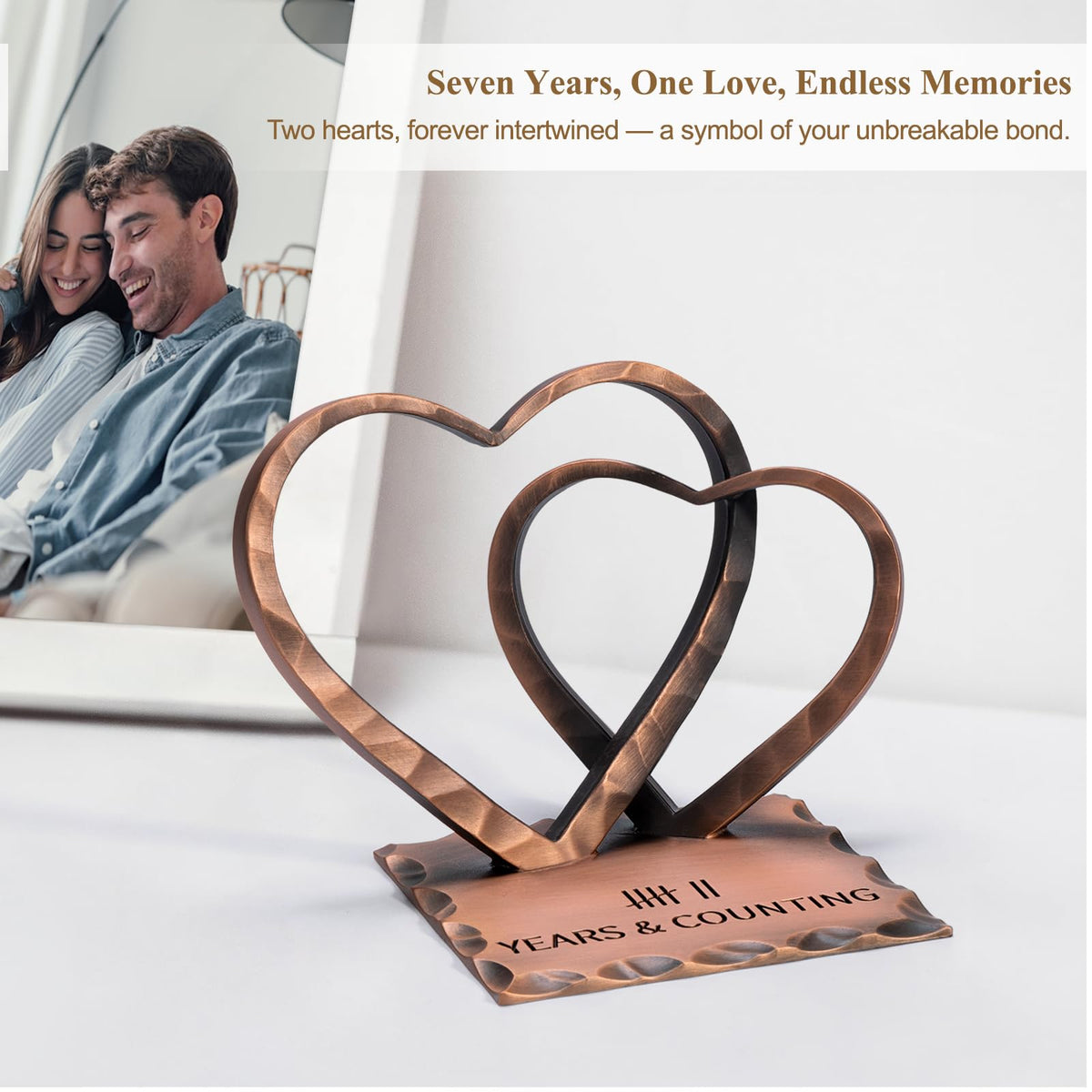 Vastsea engraved YEARS & COUNTING copper sculpture.