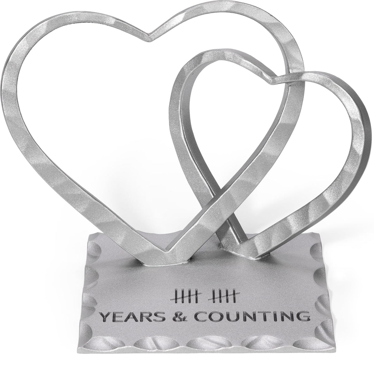Vastsea heart sculpture with 10th anniversary inscription for keepsake display.