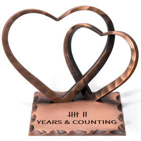 Vastsea copper heart sculpture for seven-year anniversary, a timeless couple's keepsake.