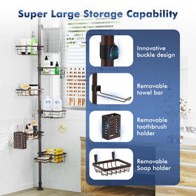 Vatex six-tier baskets offer ample storage for tall bottles and small toiletries.