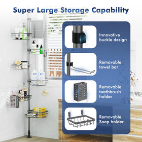 Vatex 6-tier shelves maximize bathroom storage and keep bottles organized.