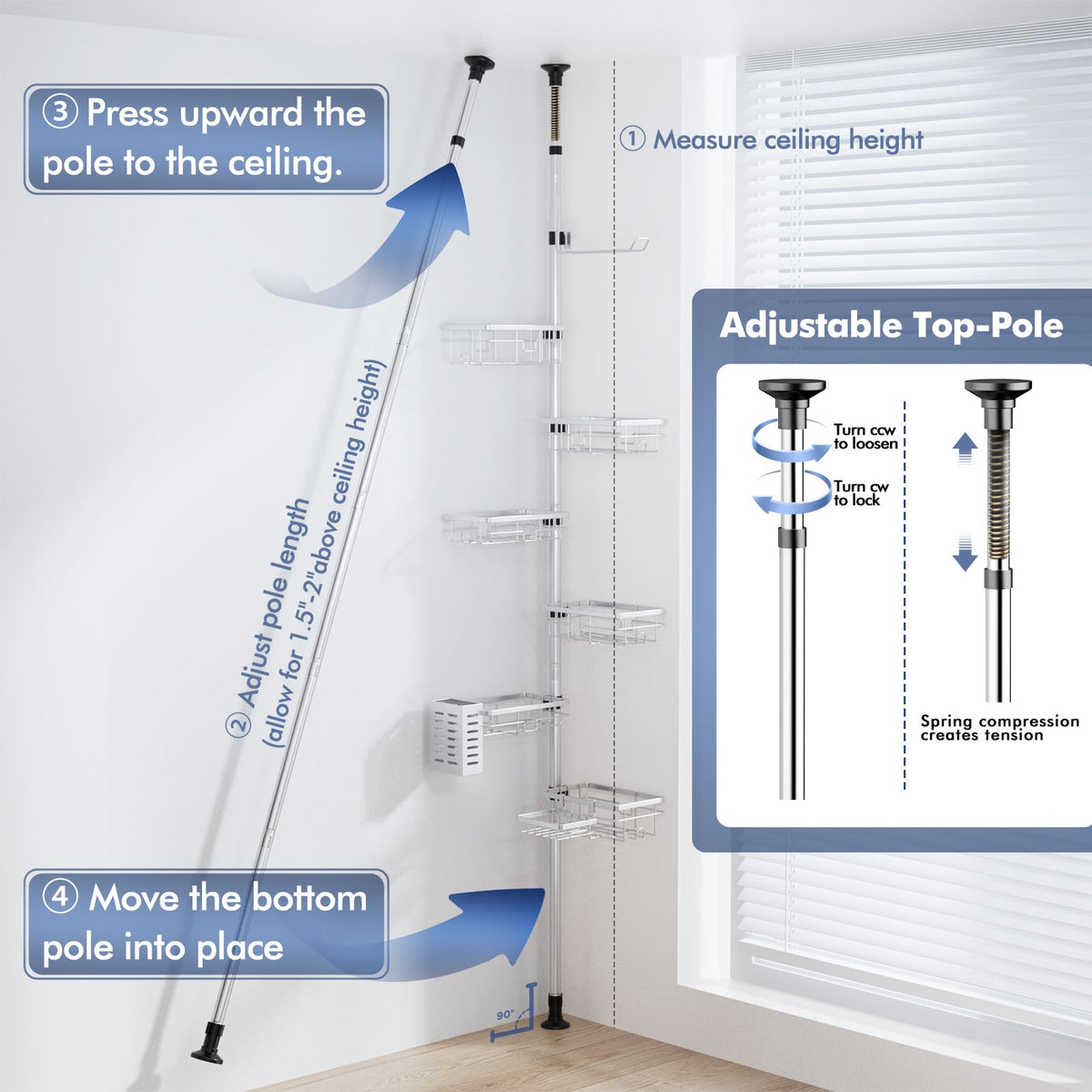 Vatex hidden hooks tuck away razors and accessories.