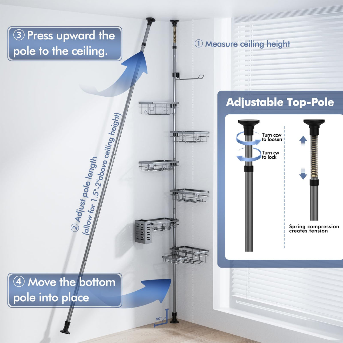 Vatex hidden hooks offer discreet storage for loofahs.