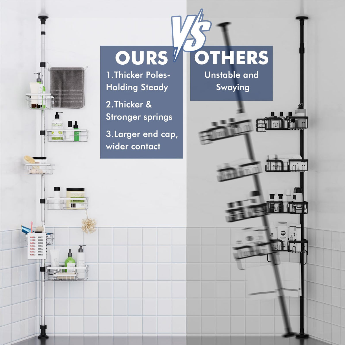 Vatex shower caddy soap dish provides quick access to soap.