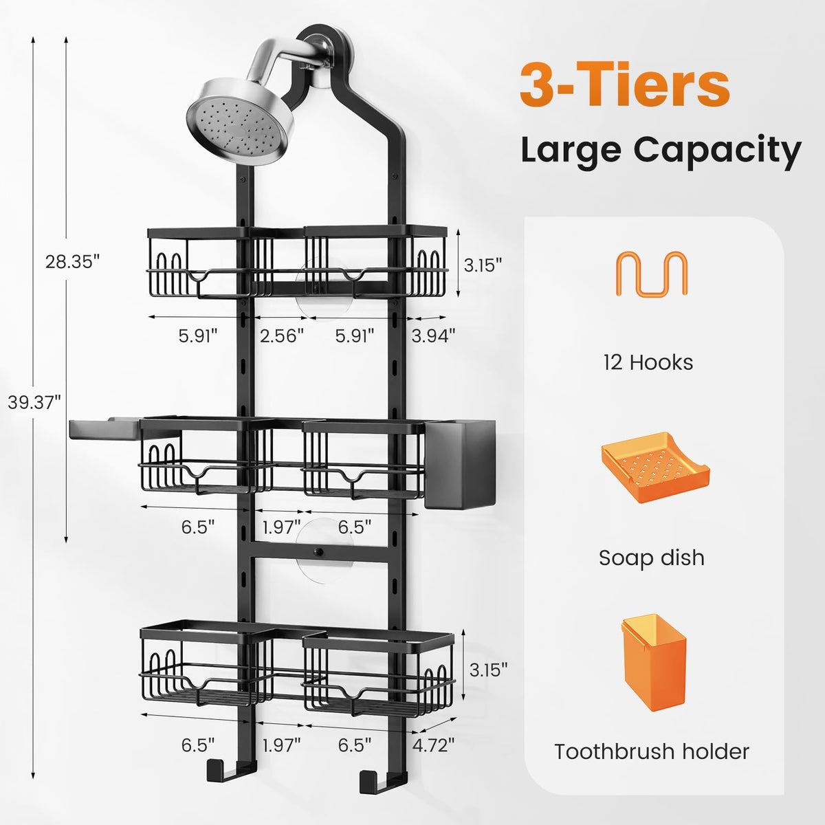 Vatex three-tier baskets provide roomy storage for family essentials