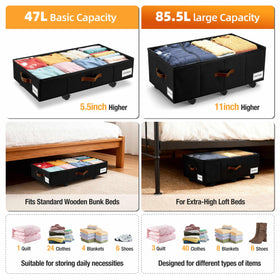 VatFott black 2-pack under-bed storage for a sleek look.