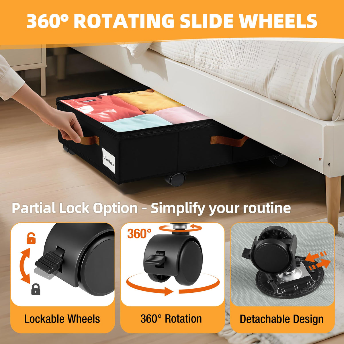 VatFott under-bed storage with sturdy sidewalls and bottom provides durable support.