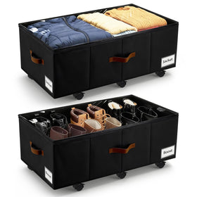 VatFott under-bed storage with wheels, smooth 360° casters for easy access to clothing.