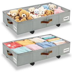 VatFott under-bed storage with wheels, smooth sliding for easy access to clothes and shoes.